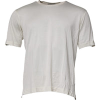 Dolce & Gabbana Off White Silk Crew Neck Short Sleeve T-shirt