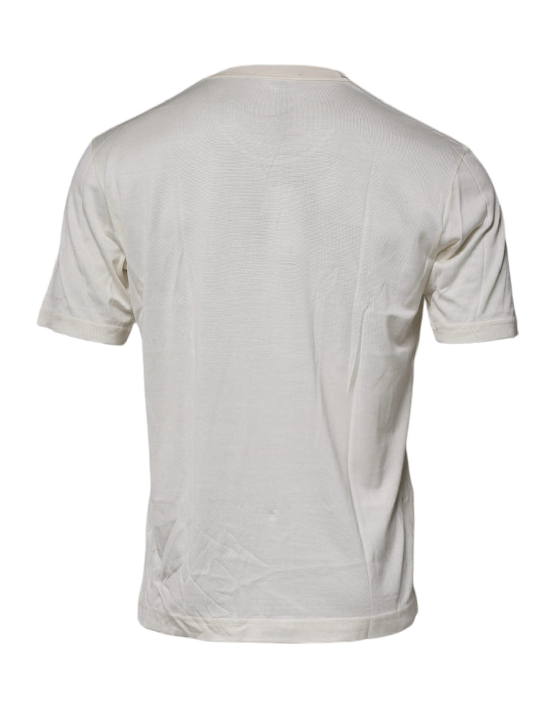 Dolce & Gabbana Off White Silk Crew Neck Short Sleeve T-shirt