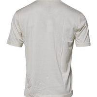 Dolce & Gabbana Off White Silk Crew Neck Short Sleeve T-shirt