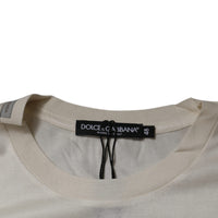 Dolce & Gabbana Off White Silk Crew Neck Short Sleeve T-shirt