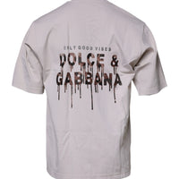 Dolce & Gabbana Beige DG Logo Crew Neck Short Sleeves T-shirt