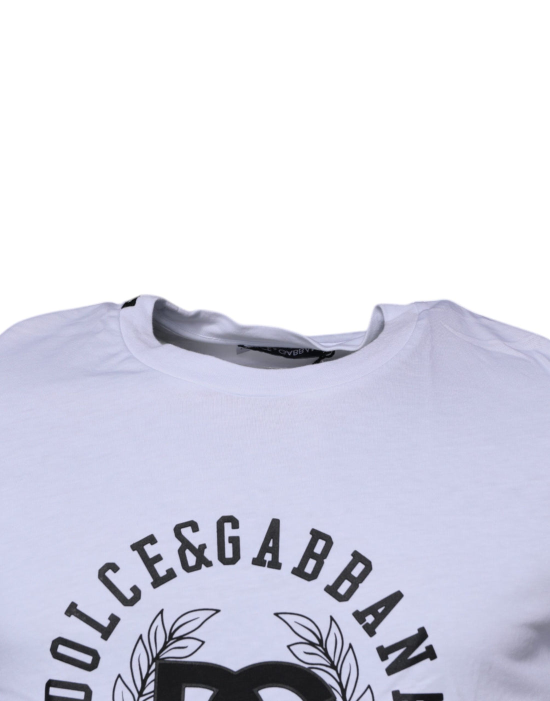 Dolce & Gabbana White Logo Print Cotton Crew Neck T-shirt