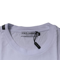 Dolce & Gabbana White Logo Print Cotton Crew Neck T-shirt