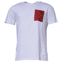 Dolce & Gabbana White Red Leopard Cotton Crew Neck T-shirt