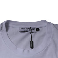 Dolce & Gabbana White Logo Patch Cotton Crew Neck T-shirt