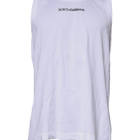 Dolce & Gabbana White Logo Cotton Sleeveless Tank T-shirt