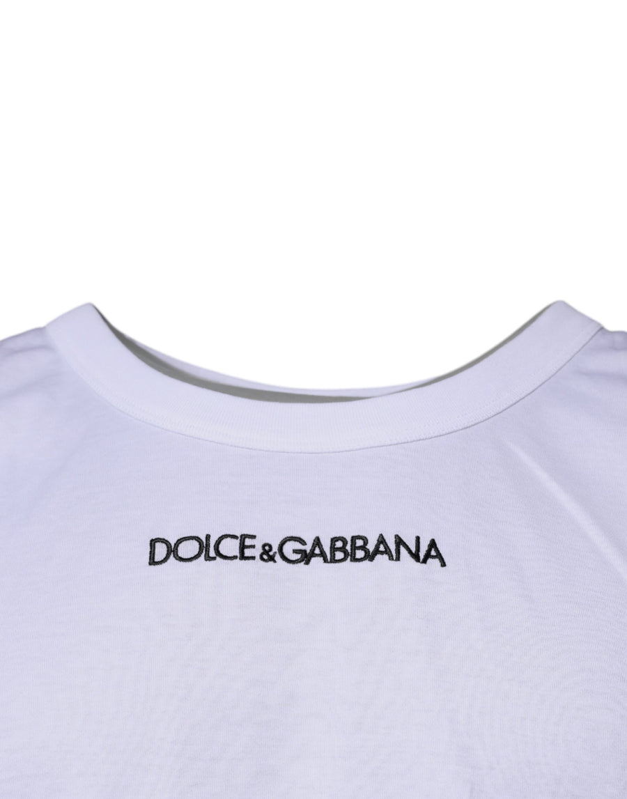 Dolce & Gabbana White Logo Cotton Sleeveless Tank T-shirt