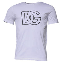 Dolce & Gabbana White DG Logo Cotton Crew Neck T-shirt