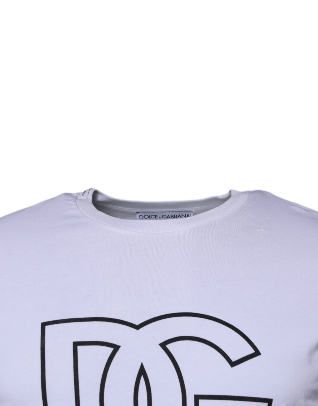 Dolce & Gabbana White DG Logo Cotton Crew Neck T-shirt