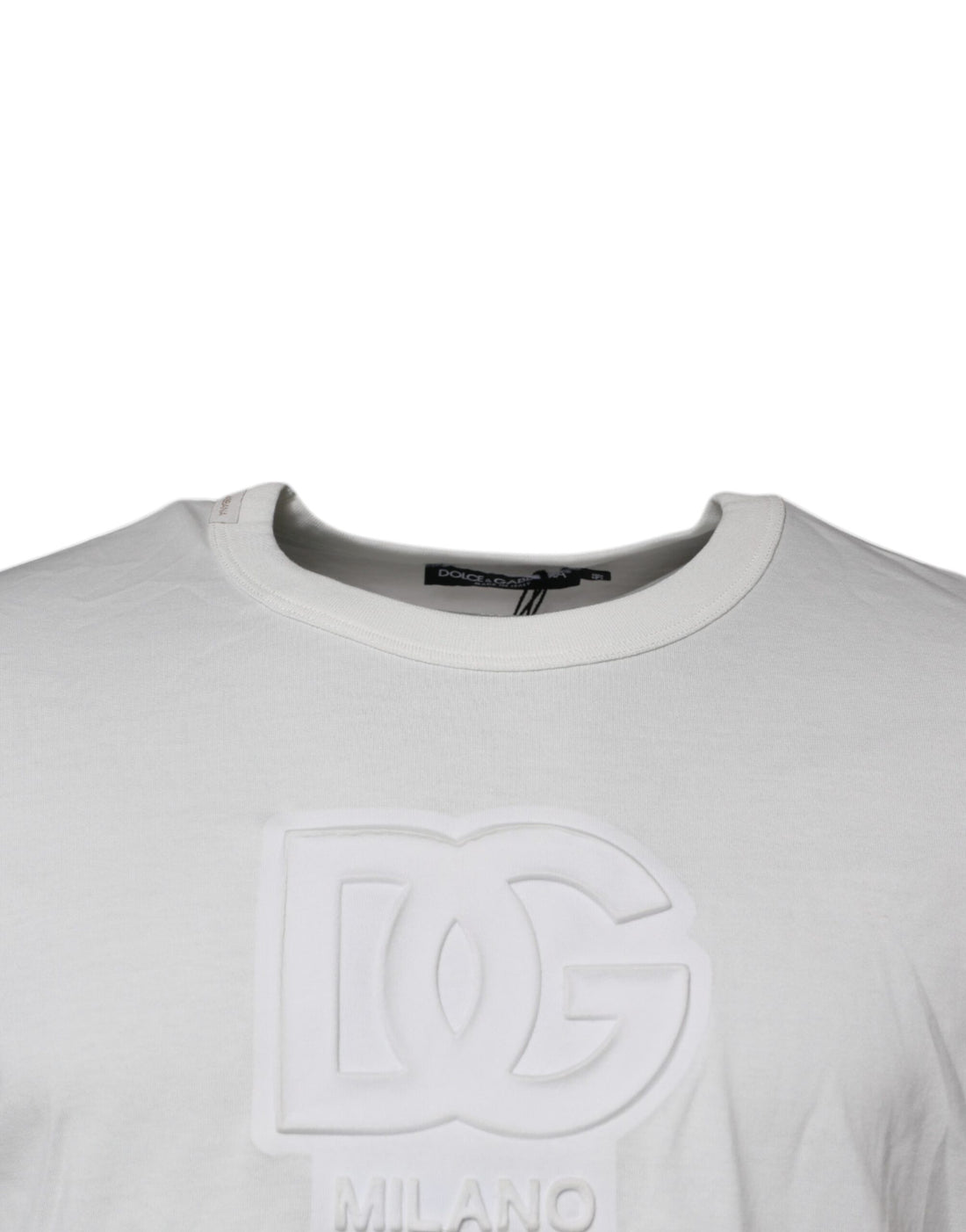 Dolce & Gabbana White DG Logo Cotton Crew Neck T-shirt