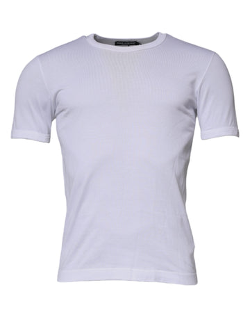 Dolce & Gabbana White Cotton Crew Neck Short Sleeves T-shirt