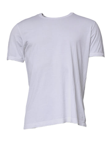 Dolce & Gabbana White Cotton Crew Neck Short Sleeves T-shirt