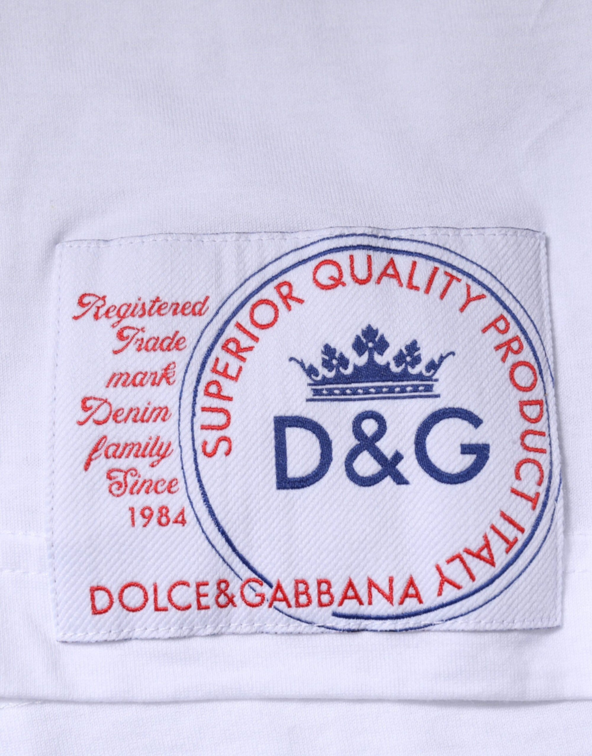 Dolce &amp; Gabbana White Cotton Crew Neck Short Sleeve T-shirt