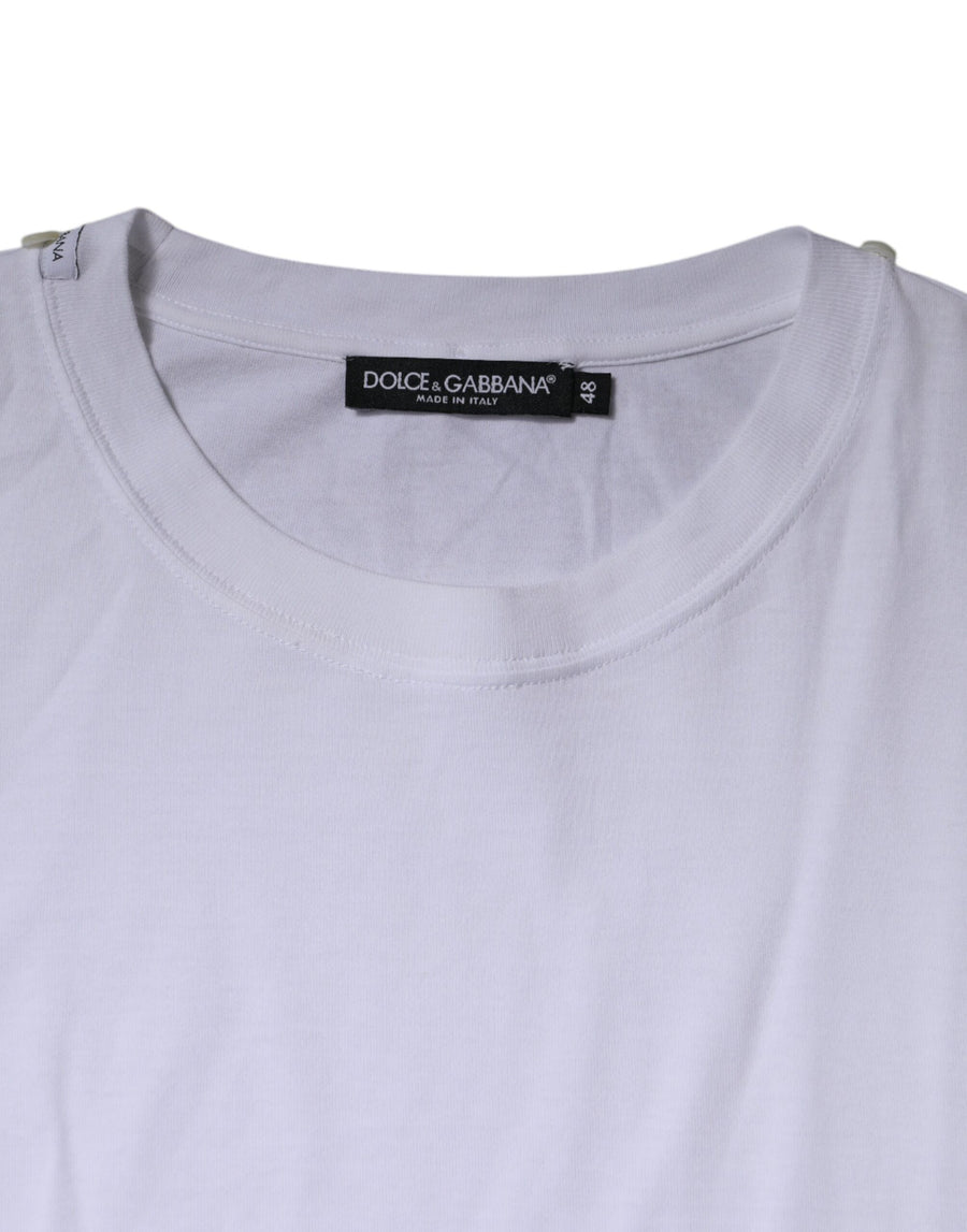 Dolce & Gabbana White Cotton Crew Neck Short Sleeves T-shirt