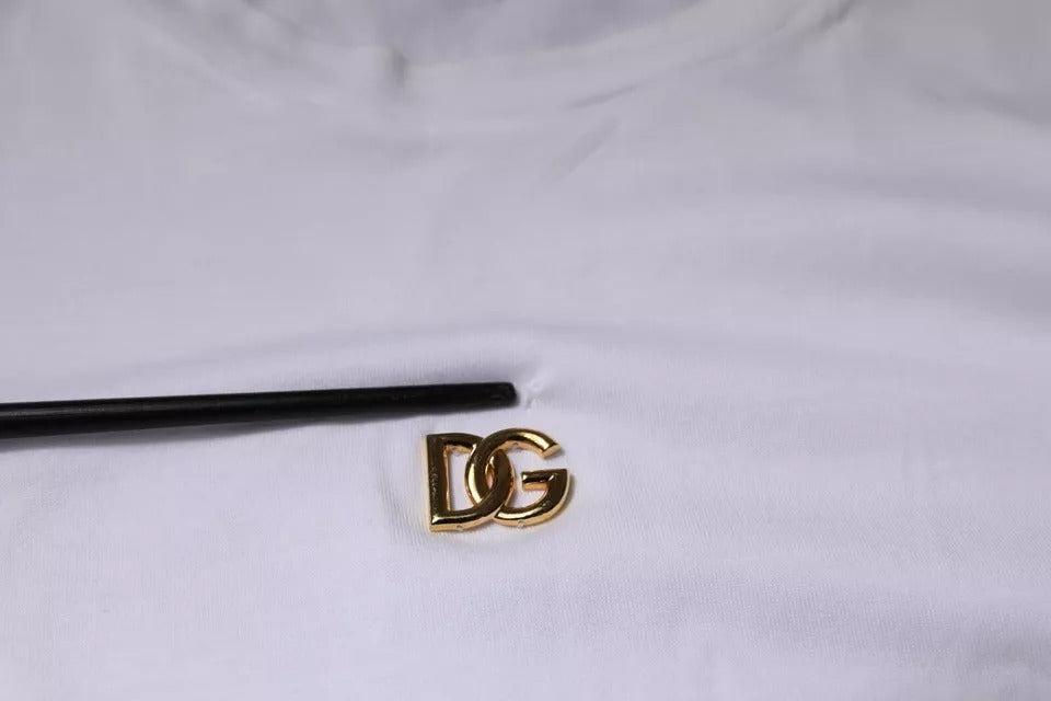 Dolce &amp; Gabbana White DG Logo Crew Neck Short Sleeve T-shirt
