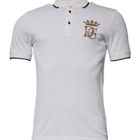 Dolce & Gabbana Off White Crown Cotton Collared Polo T-shirt