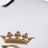 Dolce & Gabbana Off White Crown Cotton Collared Polo T-shirt