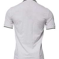 Dolce & Gabbana Off White Crown Cotton Collared Polo T-shirt