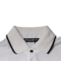 Dolce & Gabbana Off White Crown Cotton Collared Polo T-shirt