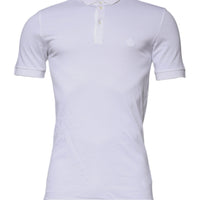 Dolce & Gabbana White Cotton Crown Collared Polo T-shirt