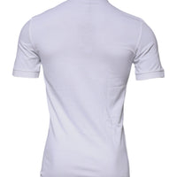 Dolce & Gabbana White Cotton Crown Collared Polo T-shirt