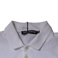 Dolce & Gabbana White Cotton Crown Collared Polo T-shirt