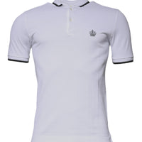 Dolce & Gabbana White Cotton Crown Collared Polo T-shirt