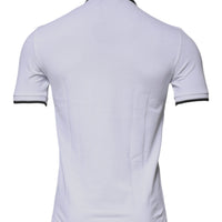 Dolce & Gabbana White Cotton Crown Collared Polo T-shirt