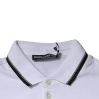 Dolce & Gabbana White Cotton Crown Collared Polo T-shirt