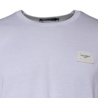 Dolce & Gabbana White Cotton Logo Plaque Crew Neck T-shirt