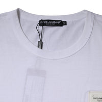 Dolce & Gabbana White Cotton Logo Plaque Crew Neck T-shirt