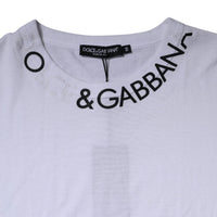 Dolce & Gabbana White Cotton Logo Crew Neck Short Sleeves T-shirt