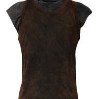 Dolce & Gabbana Brown Cotton Round Neck Sleeveless T-shirt