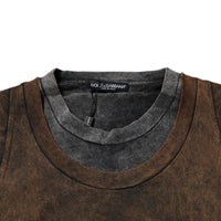 Dolce & Gabbana Brown Cotton Round Neck Sleeveless T-shirt