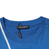 Dolce & Gabbana Blue Logo Print Cotton Men Crew Neck T-shirt