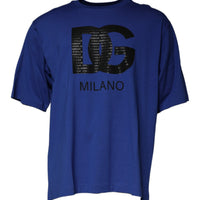 Dolce & Gabbana Blue Logo Print Cotton Men Crew Neck T-shirt