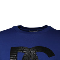 Dolce & Gabbana Blue Logo Print Cotton Men Crew Neck T-shirt