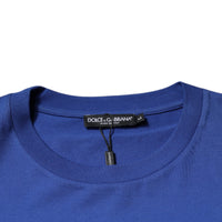 Dolce & Gabbana Blue Logo Print Cotton Men Crew Neck T-shirt