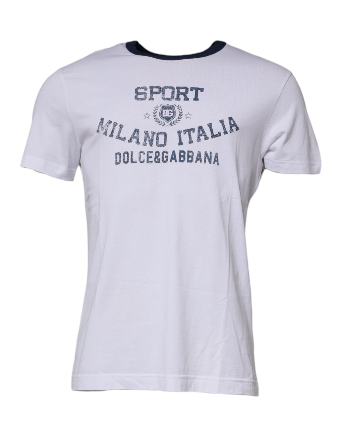 Dolce & Gabbana White Graphic Print Cotton Crew Neck T-shirt