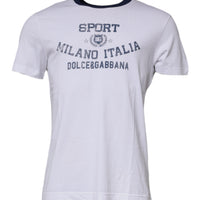 Dolce & Gabbana White Graphic Print Cotton Crew Neck T-shirt