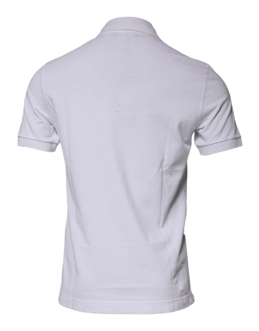 Dolce & Gabbana White Cotton Logo Plaque Collared Polo T-shirt