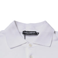 Dolce & Gabbana White Cotton Logo Plaque Collared Polo T-shirt