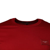 Dolce & Gabbana Red Cotton Logo Plaque Men Crew Neck T-shirt