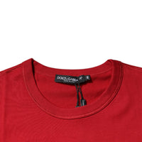 Dolce & Gabbana Red Cotton Logo Plaque Men Crew Neck T-shirt