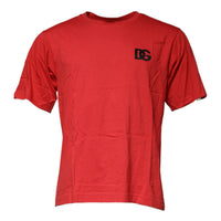 Dolce & Gabbana Red DG Logo Cotton Crew Neck T-shirt