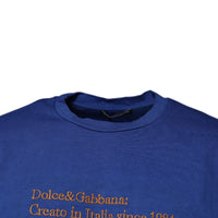 Dolce & Gabbana Blue Graphic Print Cotton Crew Neck T-shirt