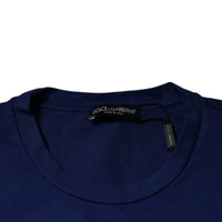 Dolce & Gabbana Blue Graphic Print Cotton Crew Neck T-shirt