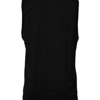 Dolce & Gabbana Black Cotton Round Neck Sleeveless T-shirt