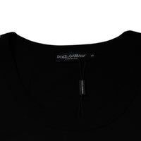 Dolce & Gabbana Black Cotton Round Neck Sleeveless T-shirt