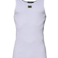 Dolce & Gabbana White Cotton Round Neck Sleeveless T-shirt